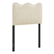 Athena Striped Fabric Upholstered Twin Size Headboard in Oatmeal Stripe