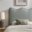 Athena Striped Fabric Upholstered Twin Size Headboard in Spa Blue Stripe