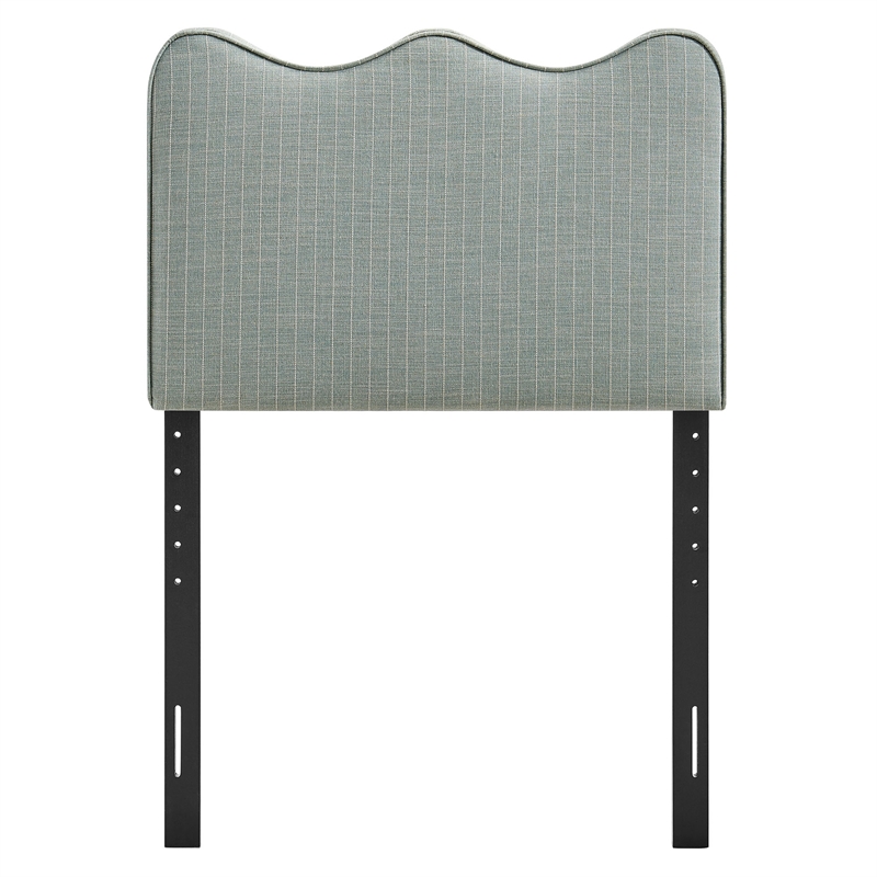 Athena Striped Fabric Upholstered Twin Size Headboard in Spa Blue Stripe