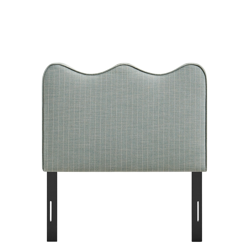Athena Striped Fabric Upholstered Twin Size Headboard in Spa Blue Stripe