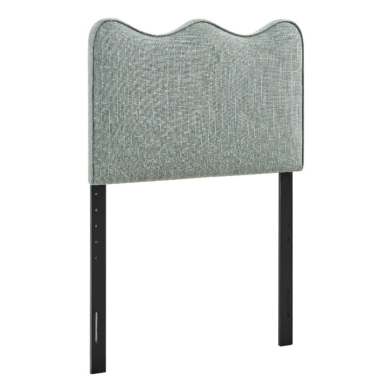 Athena Striped Fabric Upholstered Twin Size Headboard in Spa Blue Stripe