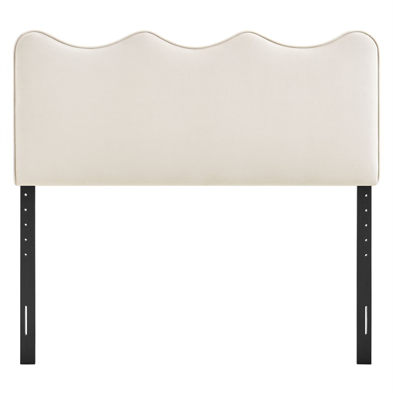 Athena Stain-Resistant Performance Velvet Full Size Headboard in Alabaster