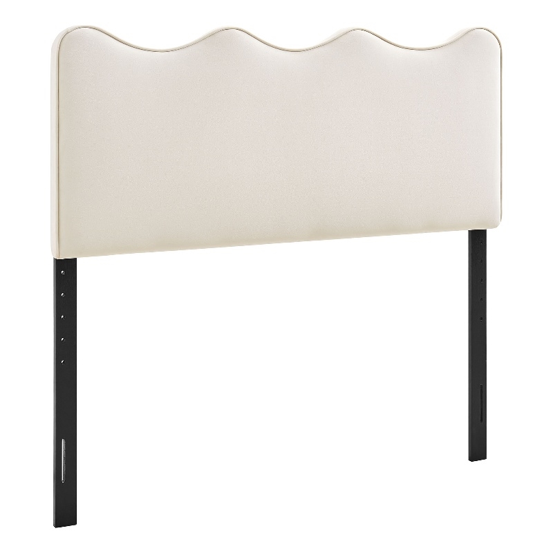 Athena Stain-Resistant Performance Velvet Full Size Headboard in Alabaster