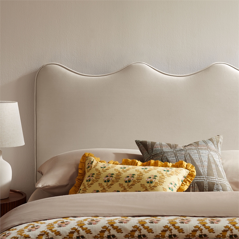 Athena Stain-Resistant Performance Velvet Full Size Headboard in Almond