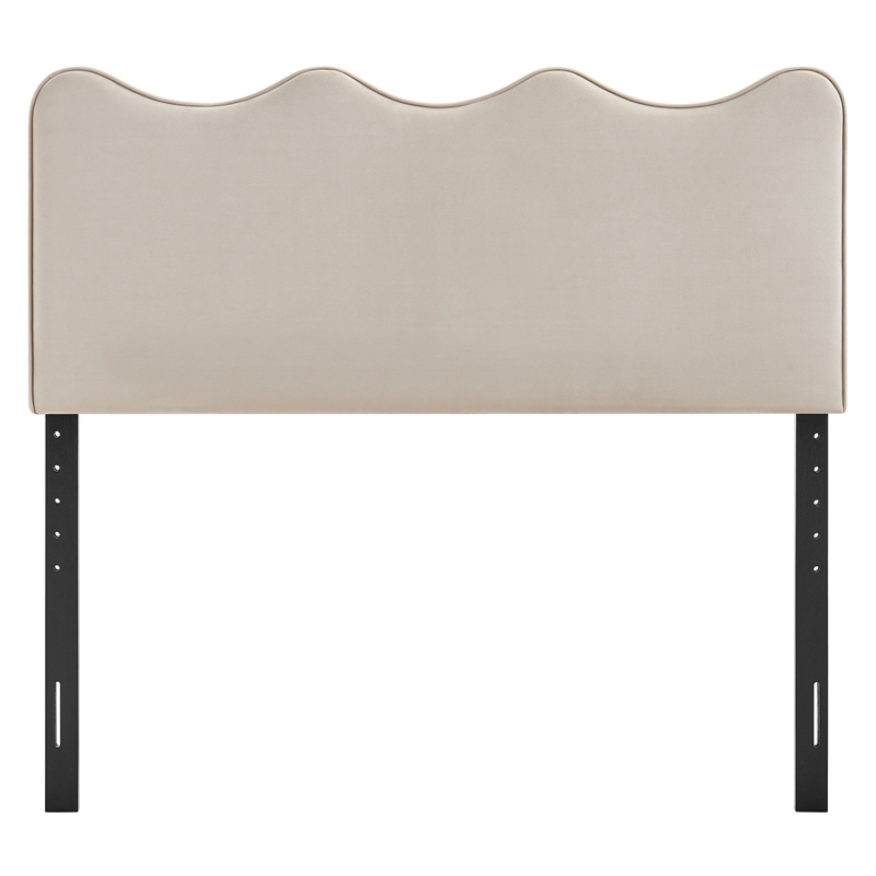 Athena Stain-Resistant Performance Velvet Full Size Headboard in Almond