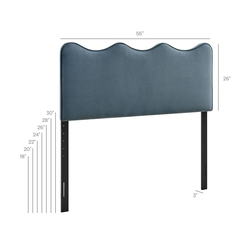 Athena Stain-Resistant Performance Velvet Full Size Headboard in Cadet Blue