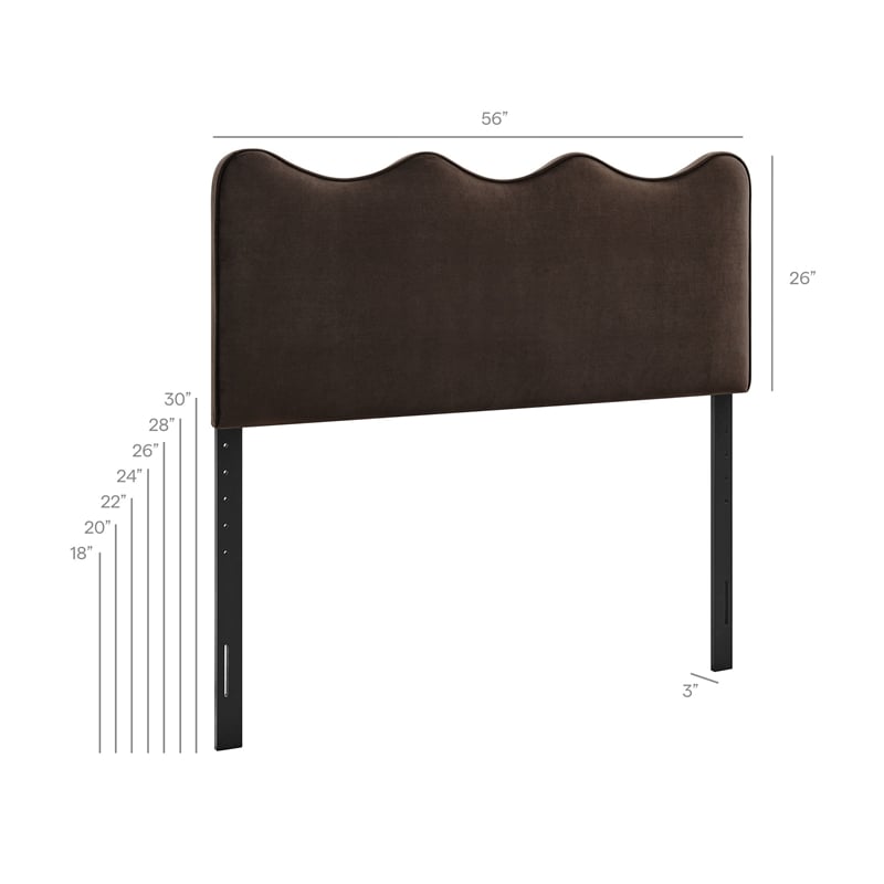 Athena Stain-Resistant Performance Velvet Full Size Headboard in Chocolate Brown
