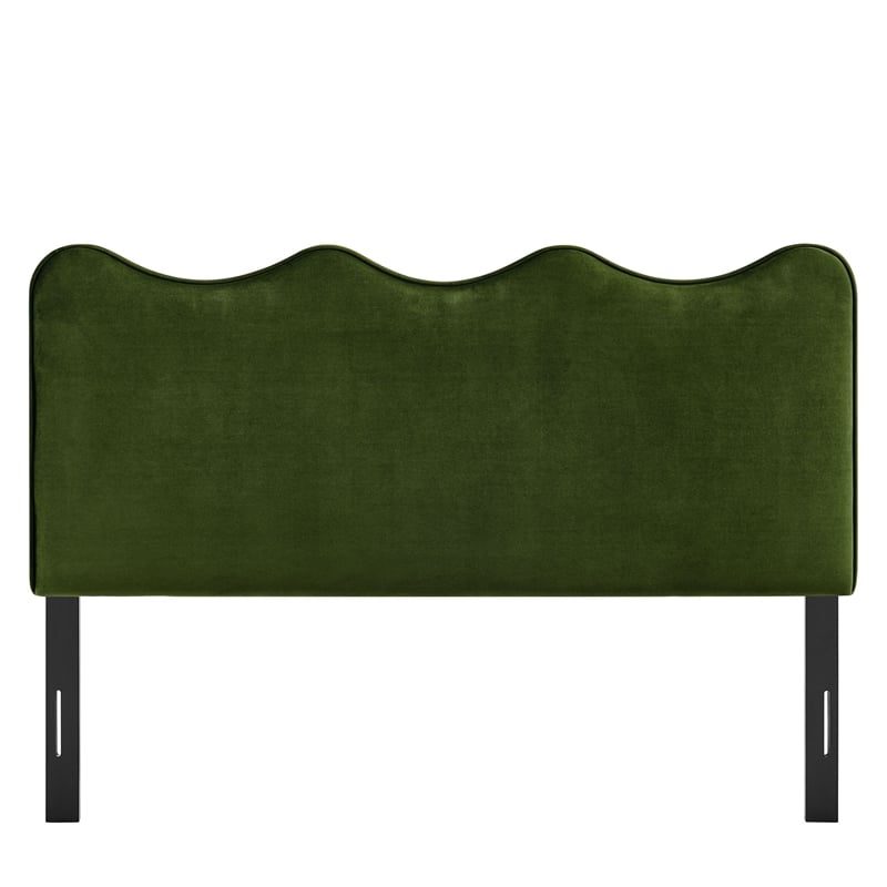Athena Stain-Resistant Performance Velvet Full Size Headboard in Moss Green