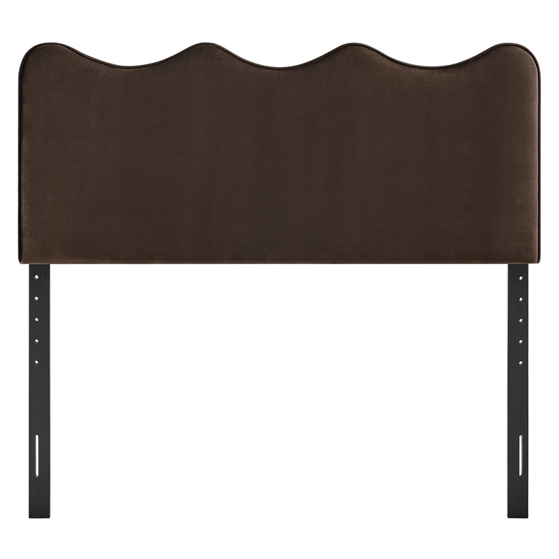 Athena Stain-Resistant Performance Velvet Queen Size Headboard in ChocolateBrown
