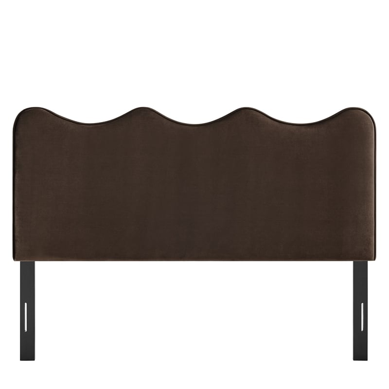 Athena Stain-Resistant Performance Velvet Queen Size Headboard in ChocolateBrown