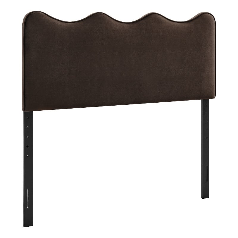 Athena Stain-Resistant Performance Velvet Queen Size Headboard in ChocolateBrown