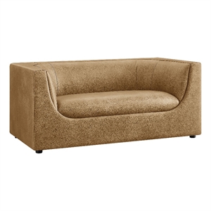 Hilda 67&quot Curved Back Vegan Leather Loveseat in Toast