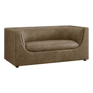 Hilda 67&quot Curved Back Vegan Leather Loveseat in Mushroom