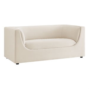 Hilda 67&quot Curved Back Performance Velvet Loveseat in Alabaster