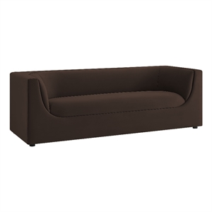 Hilda 86&quot Curved Back Performance Velvet Sofa in Chocolate Brown
