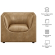 Modway Hilda Curved Back Vegan Leather Upholstered Armchair in Toast