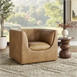 Modway Hilda Curved Back Vegan Leather Upholstered Armchair in Toast