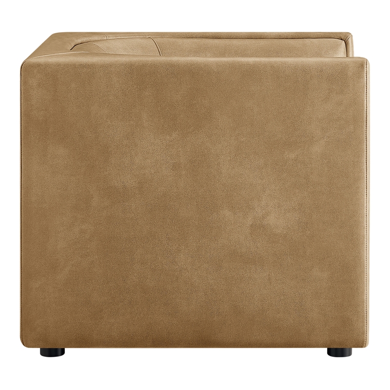 Modway Hilda Curved Back Vegan Leather Upholstered Armchair in Toast