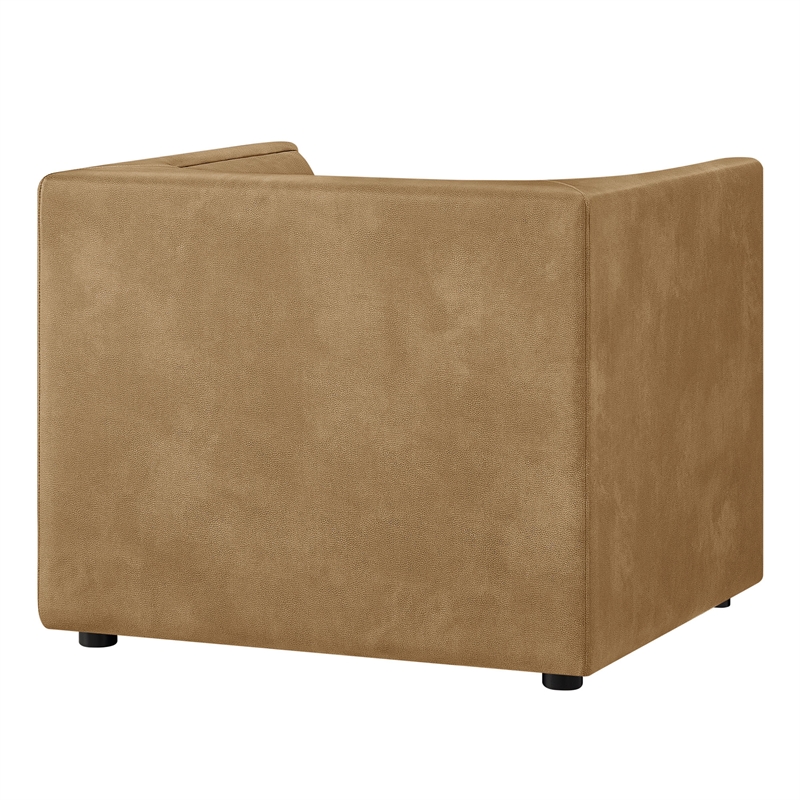 Modway Hilda Curved Back Vegan Leather Upholstered Armchair in Toast