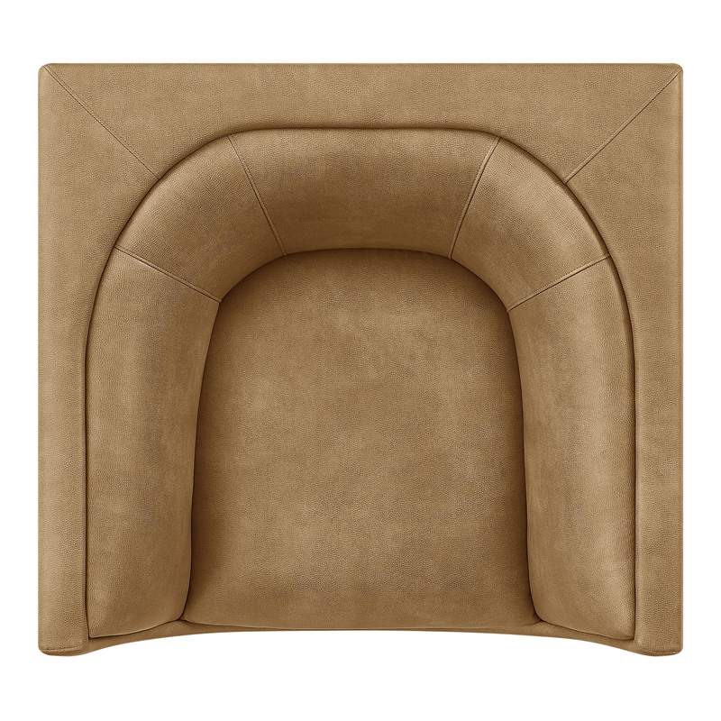 Modway Hilda Curved Back Vegan Leather Upholstered Armchair in Toast