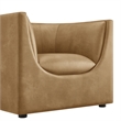 Modway Hilda Curved Back Vegan Leather Upholstered Armchair in Toast