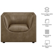 Modway Hilda Curved Back Vegan Leather Upholstered Armchair in Mushroom