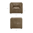 Modway Hilda Curved Back Vegan Leather Upholstered Armchair in Mushroom