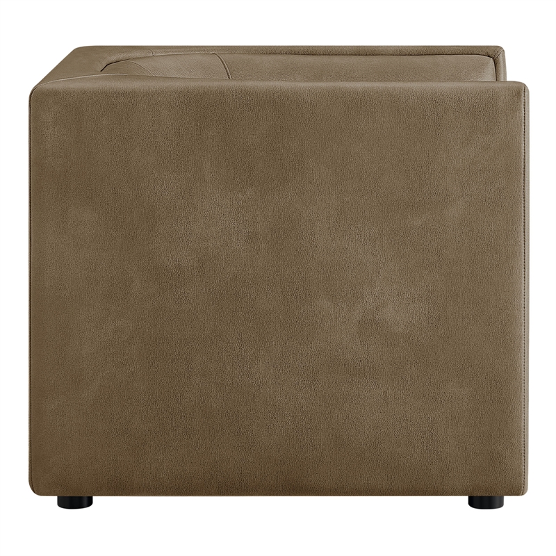 Modway Hilda Curved Back Vegan Leather Upholstered Armchair in Mushroom