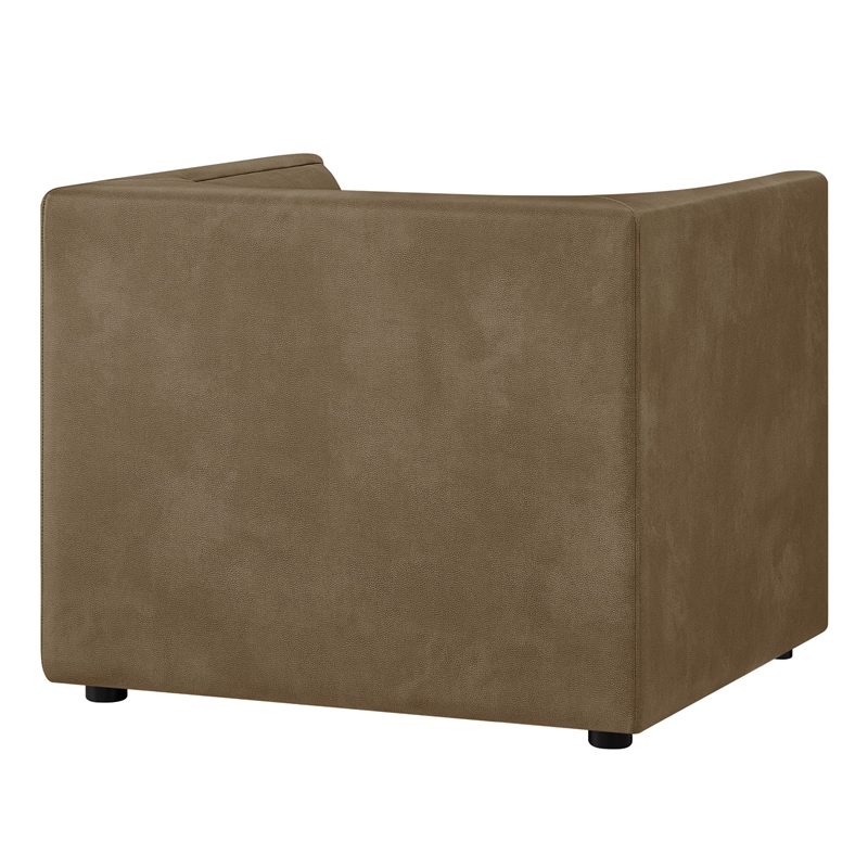 Modway Hilda Curved Back Vegan Leather Upholstered Armchair in Mushroom