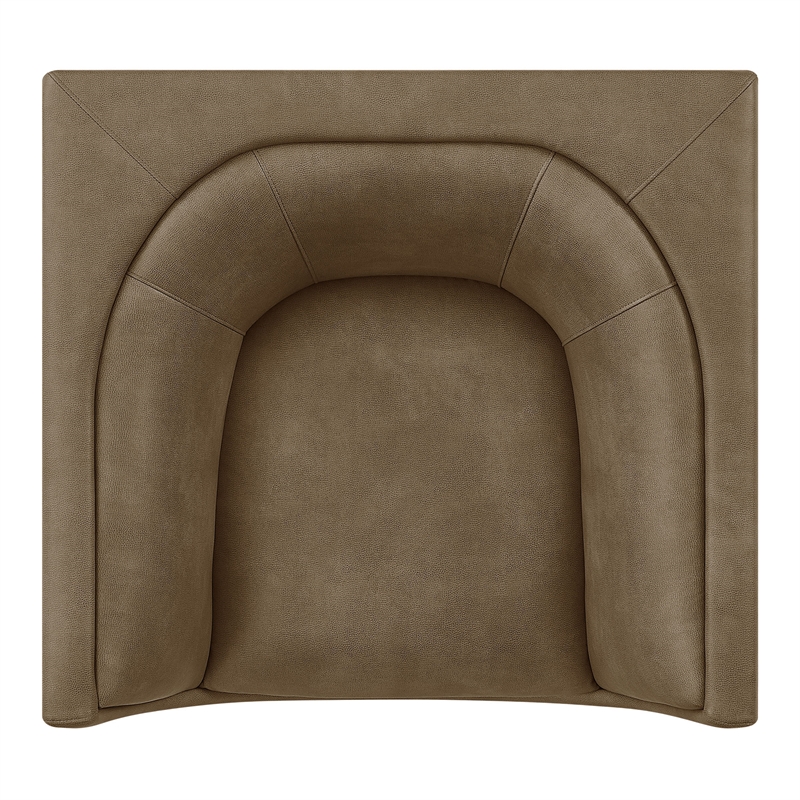 Modway Hilda Curved Back Vegan Leather Upholstered Armchair in Mushroom