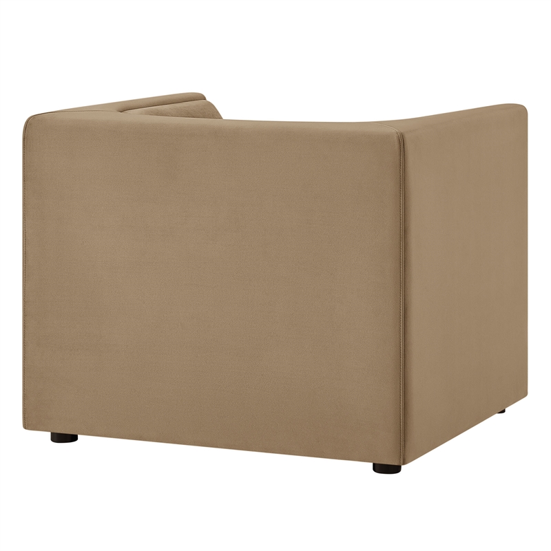 Modway Hilda Curved Back Performance Velvet Upholstered Armchair in Taupe