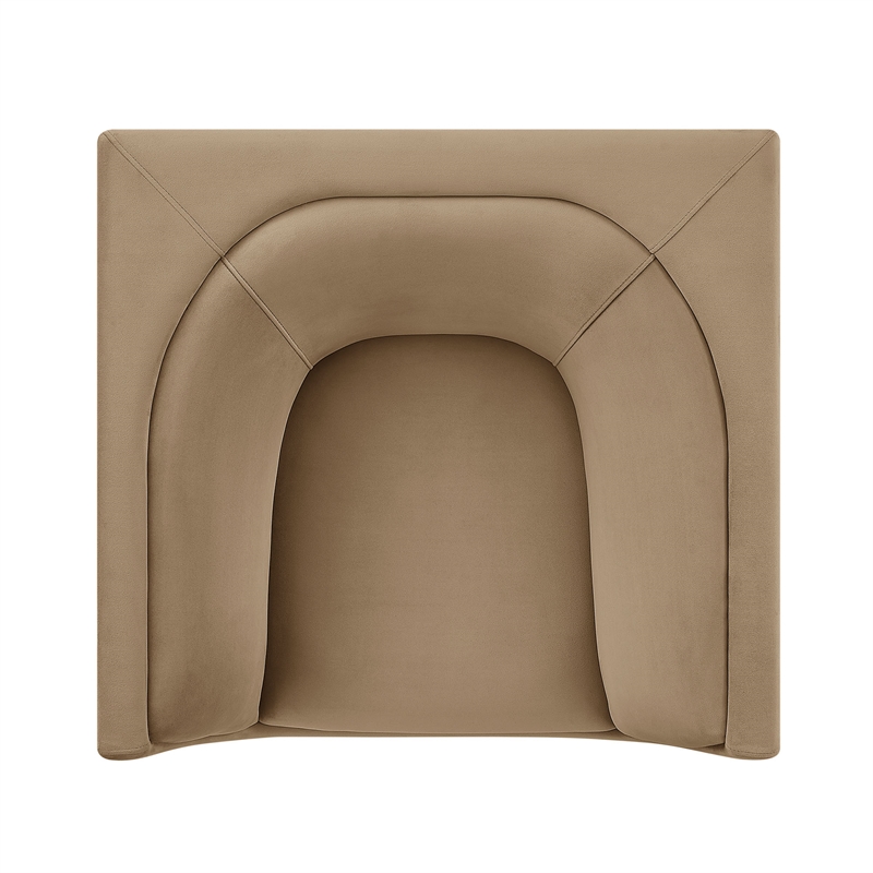 Modway Hilda Curved Back Performance Velvet Upholstered Armchair in Taupe