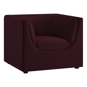 Modway Hilda Curved Back Performance Velvet Upholstered Armchair in Mulberry