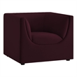Modway Hilda Curved Back Performance Velvet Upholstered Armchair in Mulberry