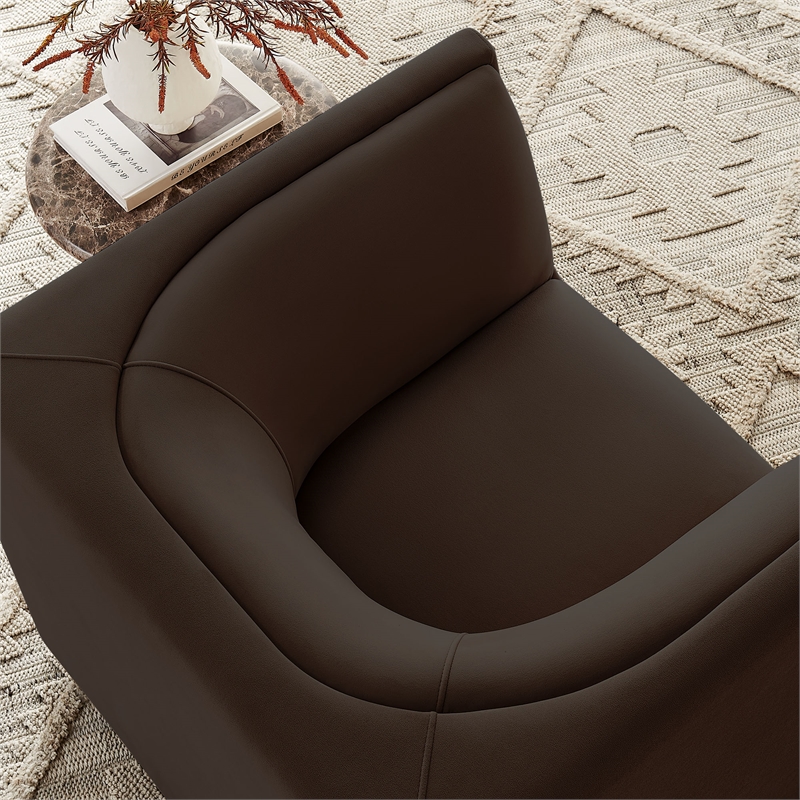 Modway Hilda Curved Back Performance Velvet Upholstered Armchair Chocolate Brown