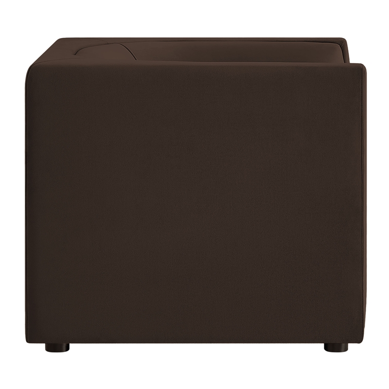 Modway Hilda Curved Back Performance Velvet Upholstered Armchair Chocolate Brown
