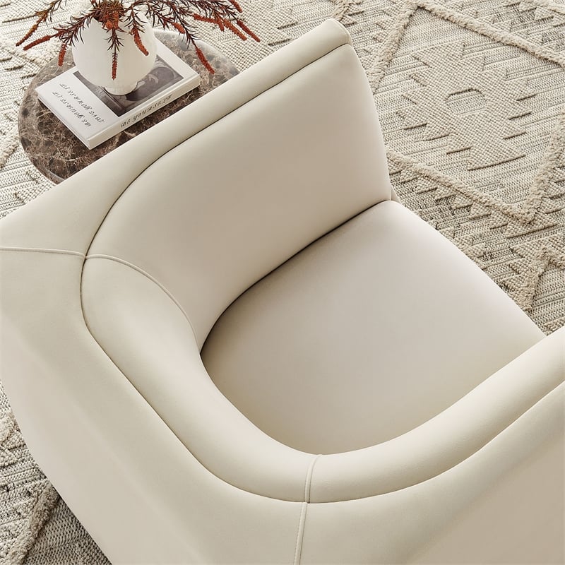 Modway Hilda Curved Back Performance Velvet Upholstered Armchair in Alabaster
