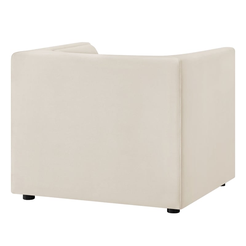 Modway Hilda Curved Back Performance Velvet Upholstered Armchair in Alabaster