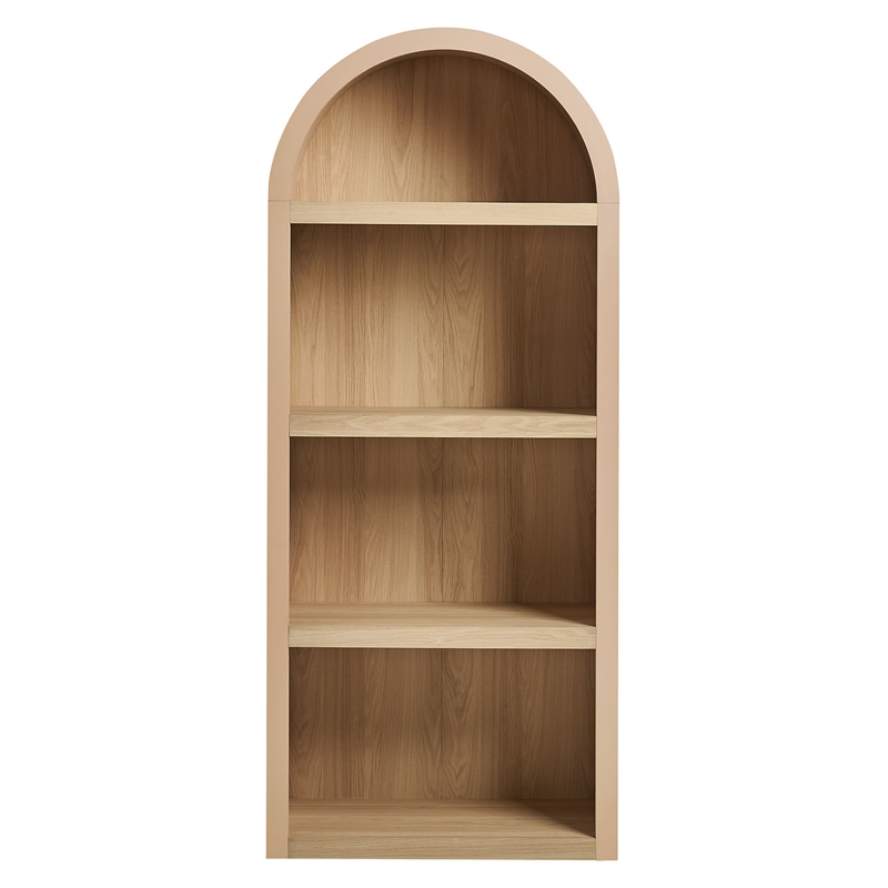 Caleb 4 Arched Display Shelf Bookcase in Tan