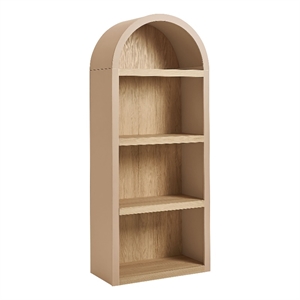 Caleb 4 Arched Display Shelf Bookcase in Tan
