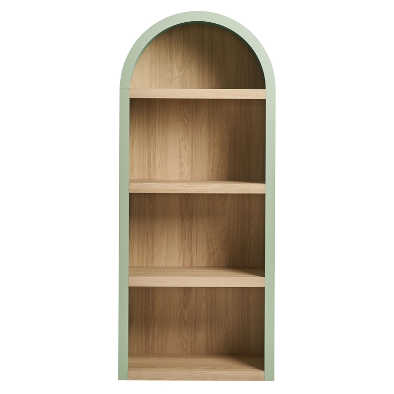 Caleb 4 Arched Display Shelf Bookcase in Sage