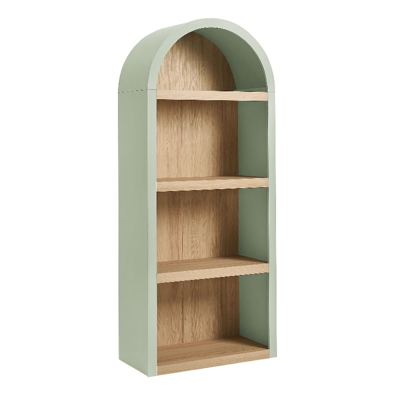 Caleb 4 Arched Display Shelf Bookcase in Sage