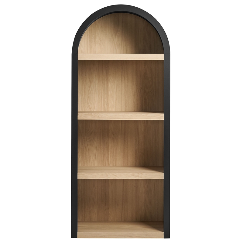 Caleb 4 Arched Display Shelf Bookcase in Black