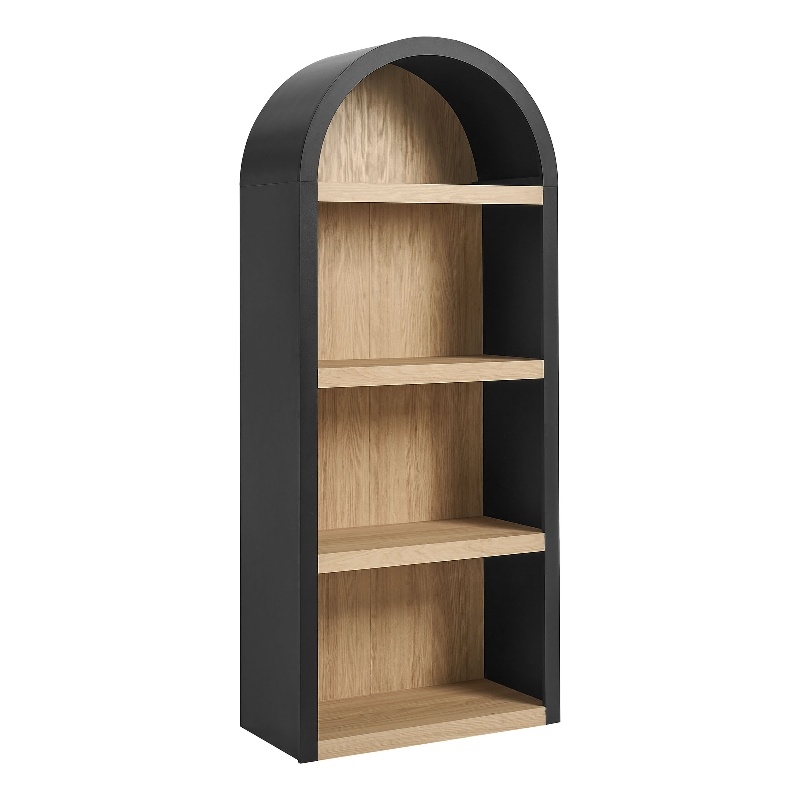 Caleb 4 Arched Display Shelf Bookcase in Black
