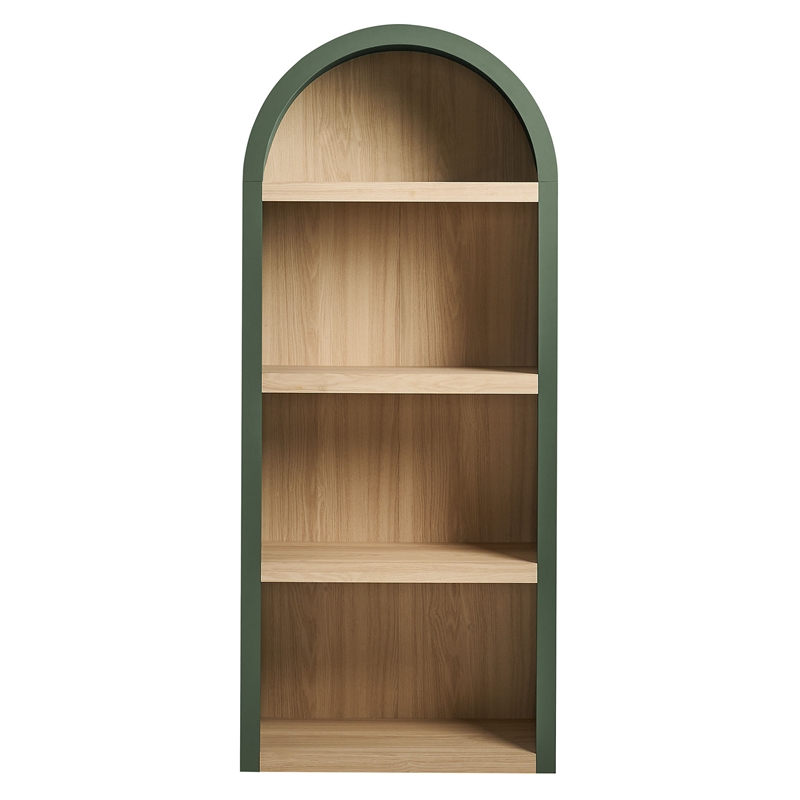 Caleb 4 Arched Display Shelf Bookcase in Hunter Green