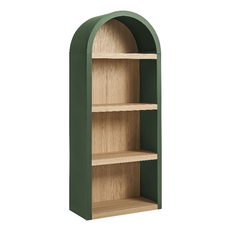 Caleb 4 Arched Display Shelf Bookcase in Hunter Green