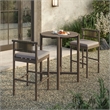 Eleni 3-Piece Outdoor Teak Wood Bar Set in Weathered Gray Pebble