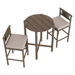Eleni 3-Piece Outdoor Teak Wood Bar Set in Weathered Gray Pebble