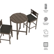 Eleni 3-Piece Outdoor Teak Wood Bar Set in Weathered Gray Flint