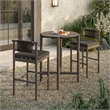 Eleni 3-Piece Outdoor Teak Wood Bar Set in Weathered Gray Flint